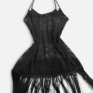 Fishnet dress with tassels